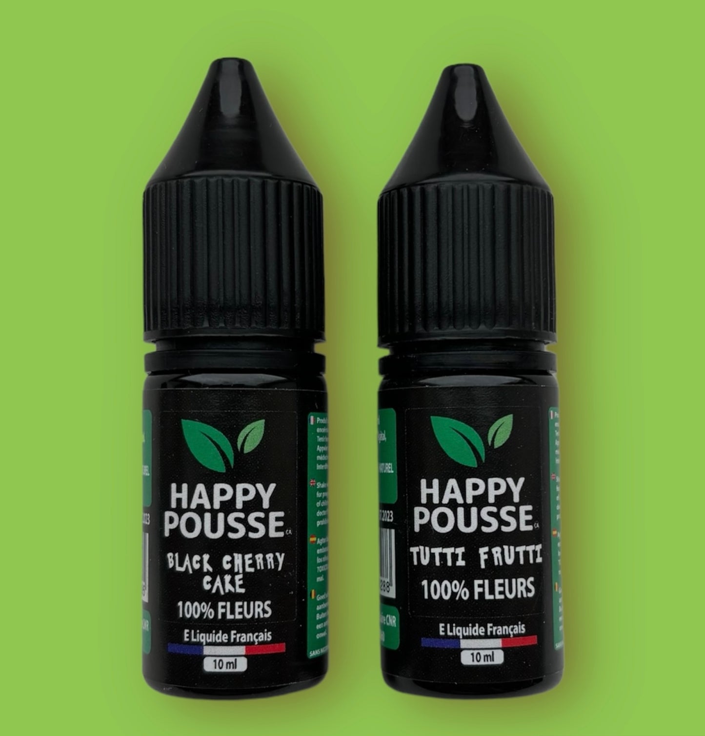 E-liquide HappyPousse - 100% fleurs - Black Cherry Cake & Tutti Frutti